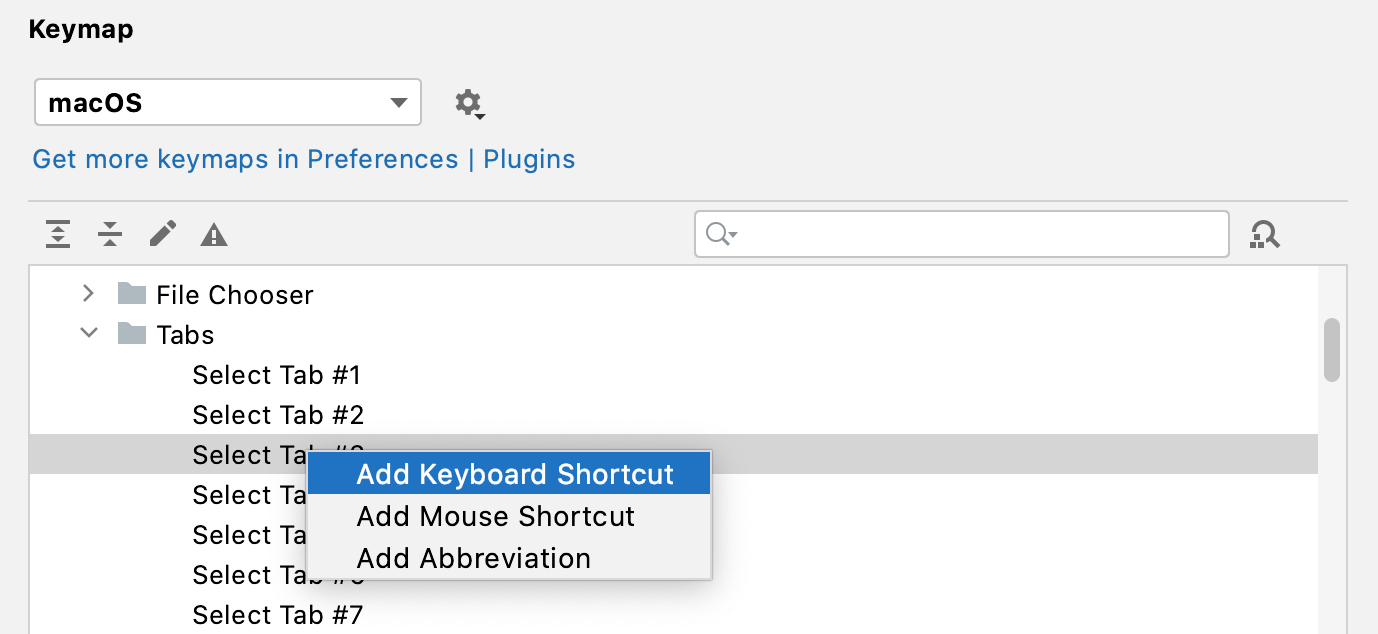 Add shortcuts for tabs