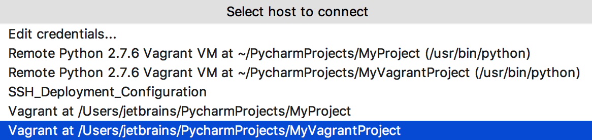 Select a host to connect