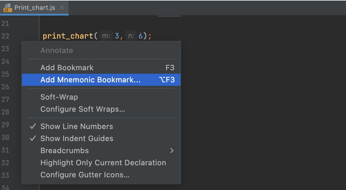 Add a mnemonic bookmark