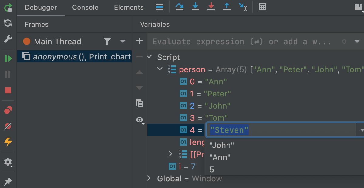 Enter new value for the variable in the field right next to its name