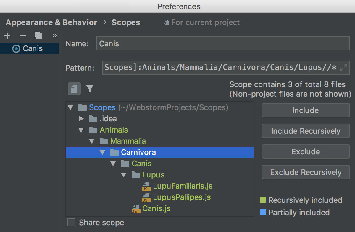 Defining scopes