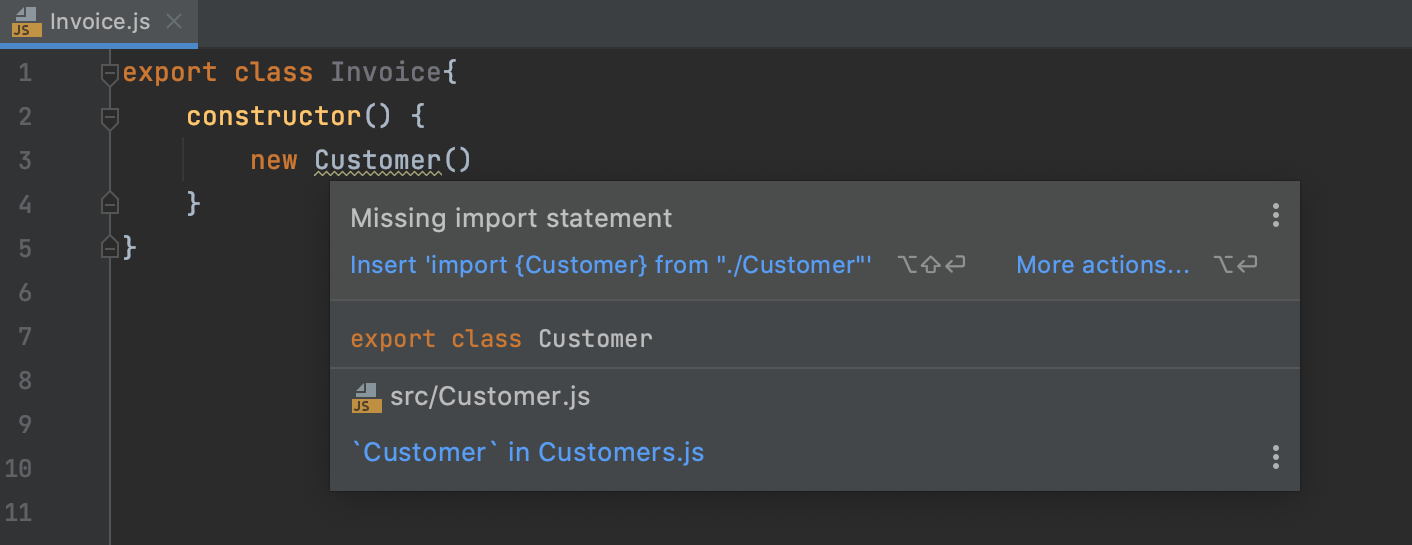 Auto import with quick-fix: information tooltip