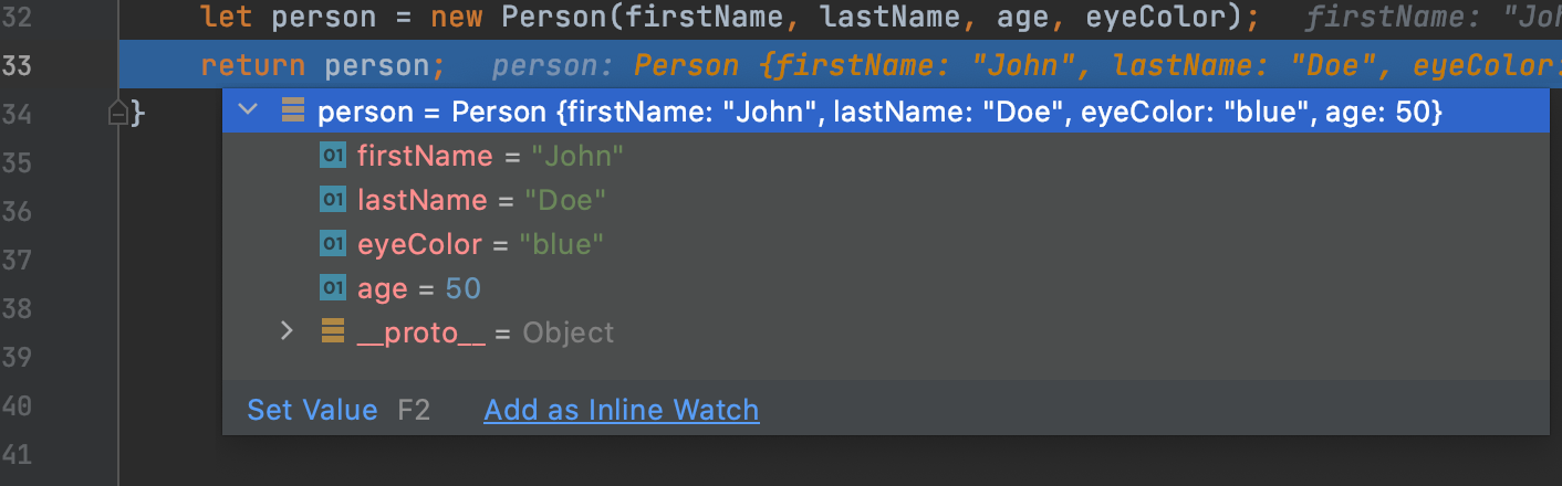 Inline debugger hints