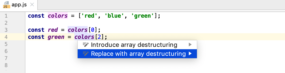Destructuring with intention action: items skipped
