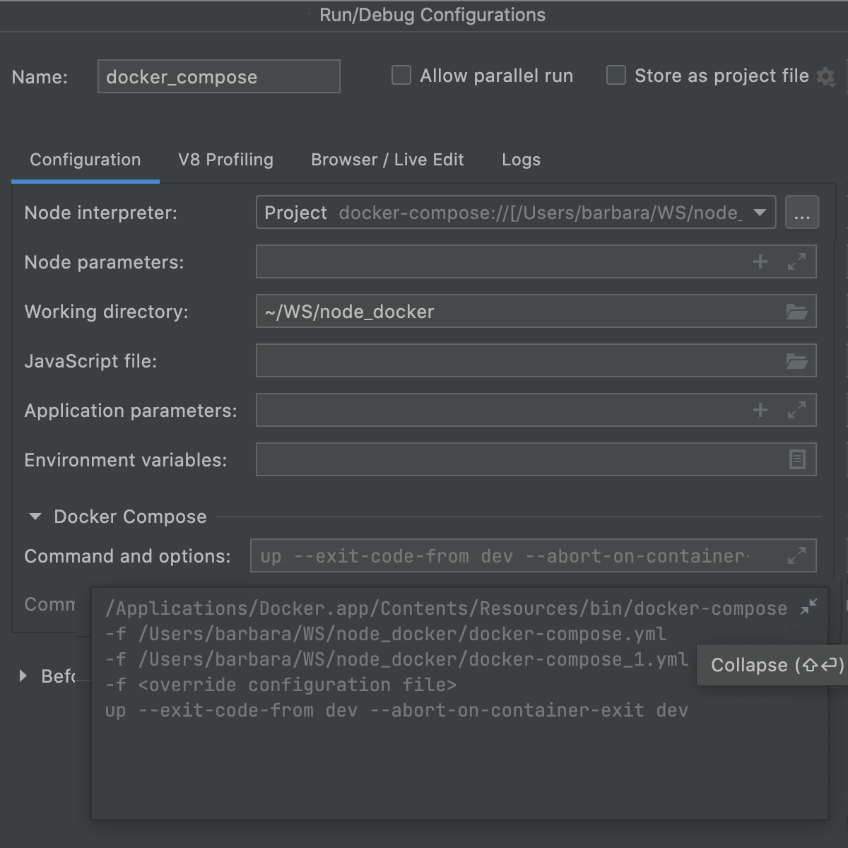 Docker Compose area preview