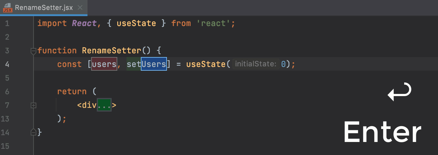 Renaming a state value and the corresponding setter