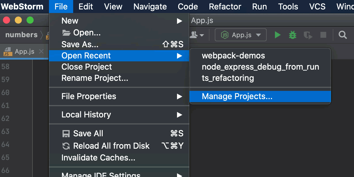 Remove a recent project from the list of the recent projects