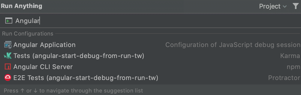 Start run/debug configurations from the Run Anything popup