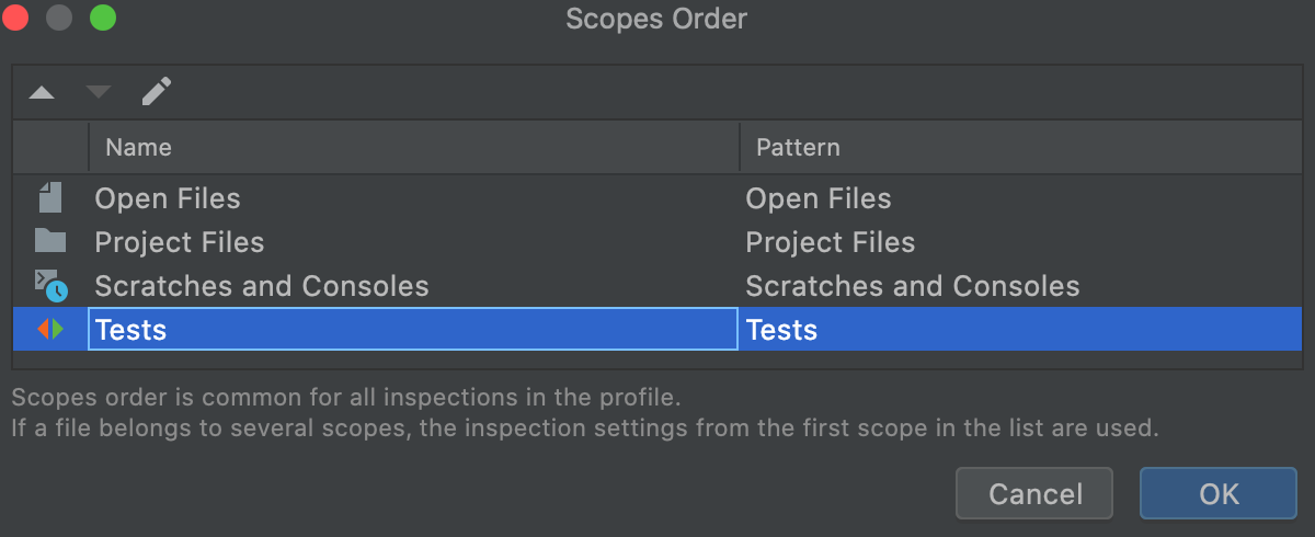 Changing the order of scopes