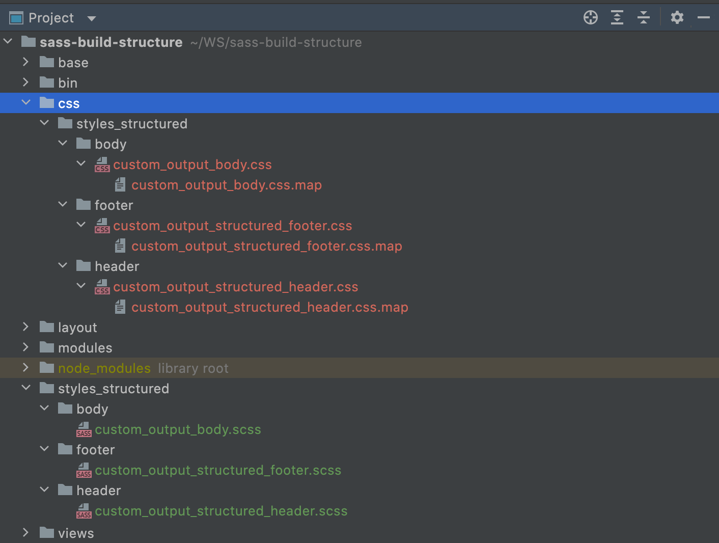 Custom settings: the output is stored in a separate folder, the structure preserved