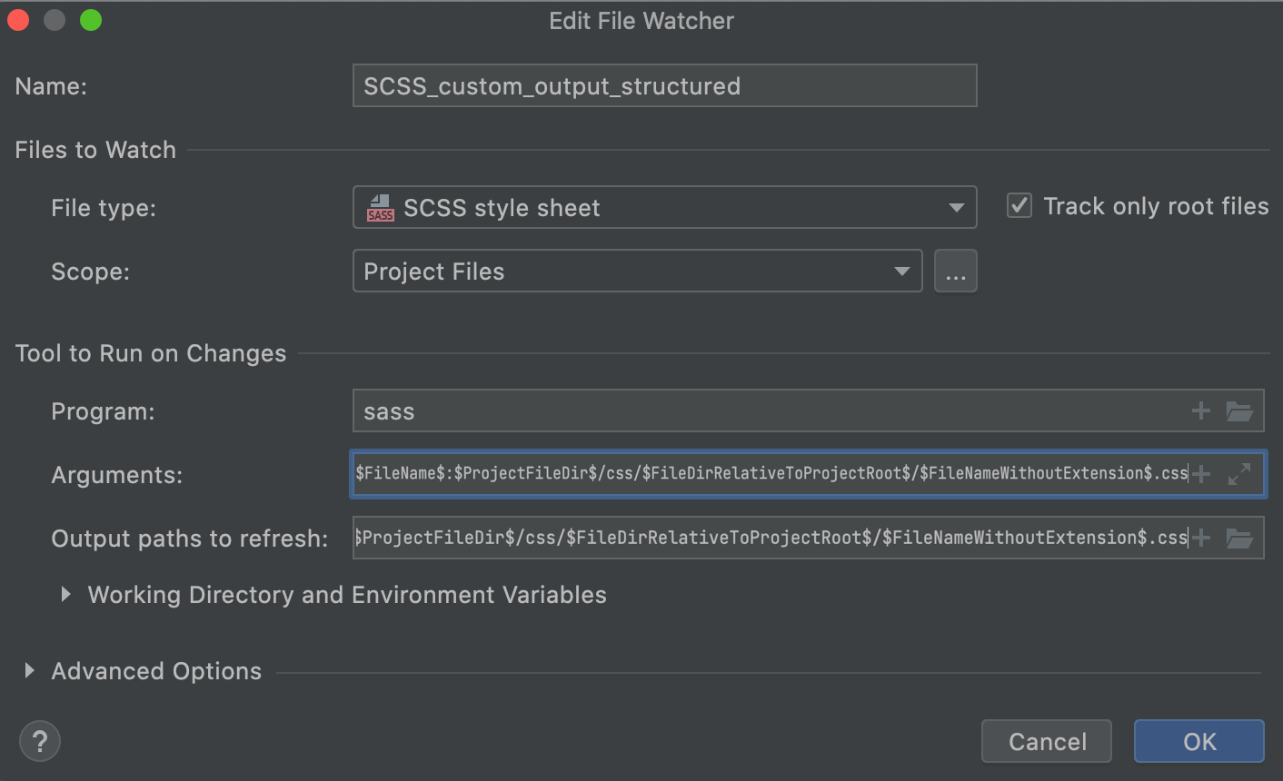 Custom output with folder structure: File Watcher updated