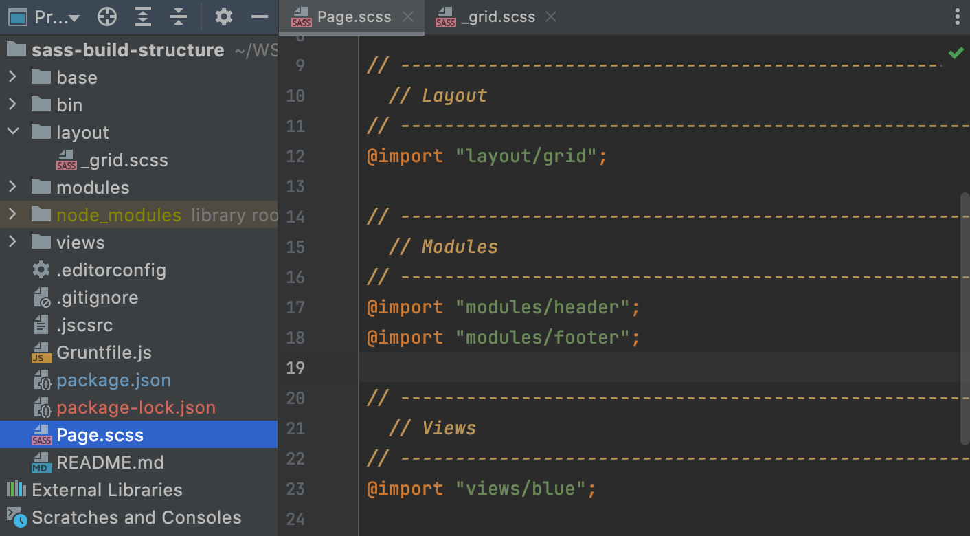 Compiling SCSS into CSS: project structure