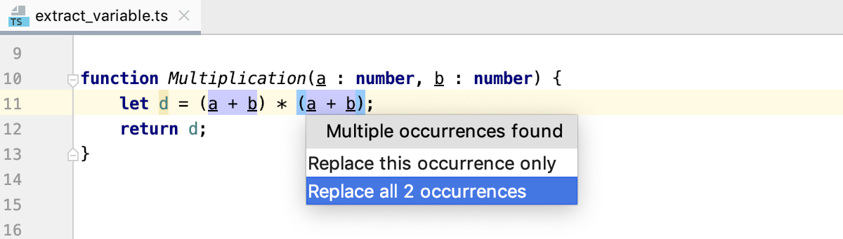 Introduce Variable: multiple occurrences of the selected expression detected