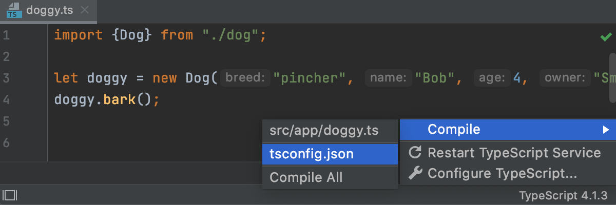 TypeScript widget: compile custom scope from tsconfig.json