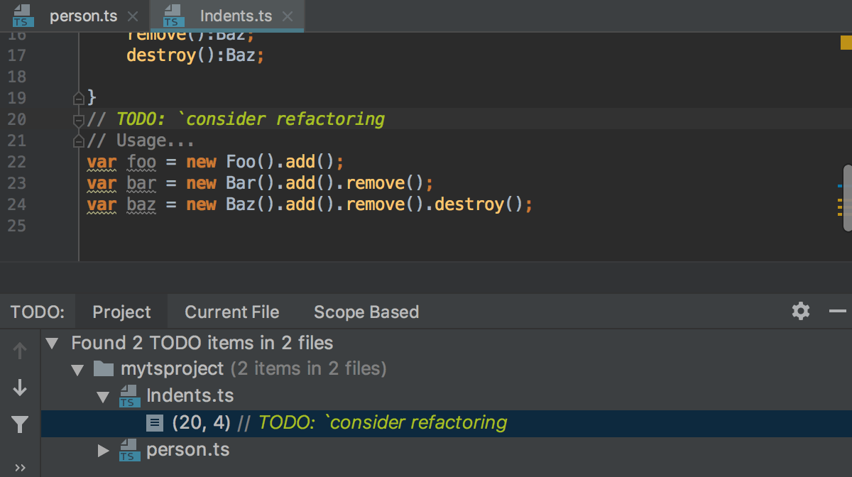 Using TODO patterns