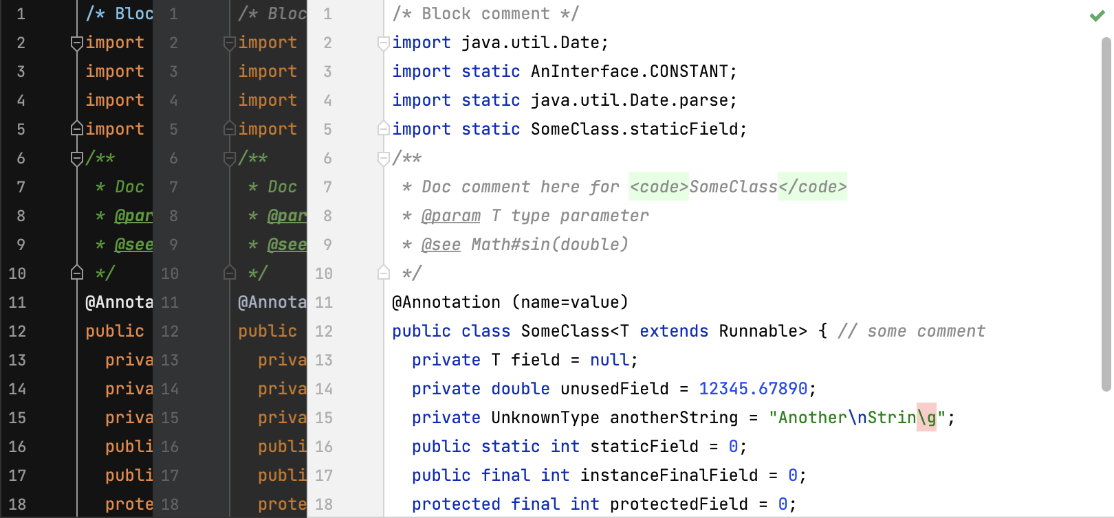 Default color schemes for Java