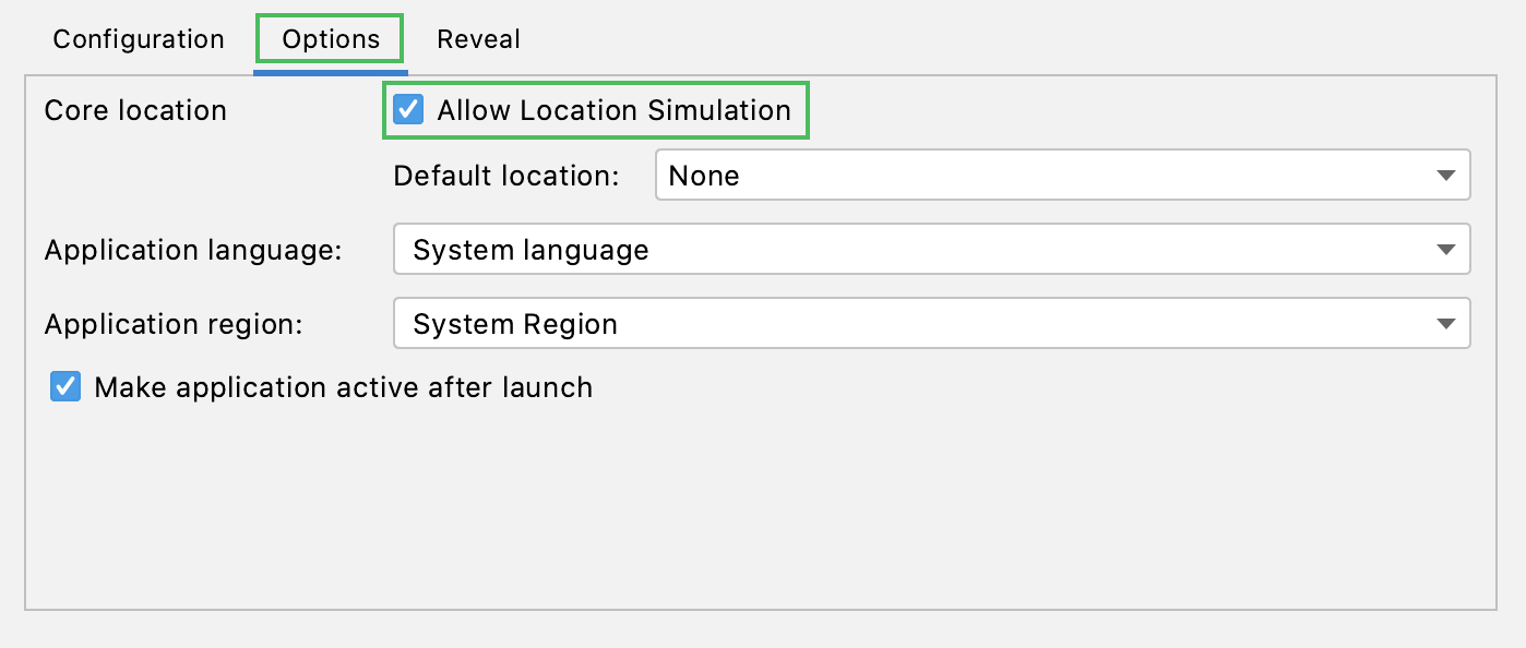 Allow location simulation