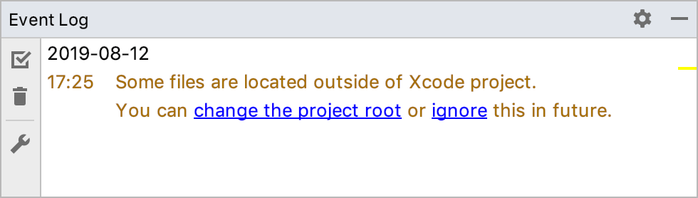 Change project root notification Change project root notification