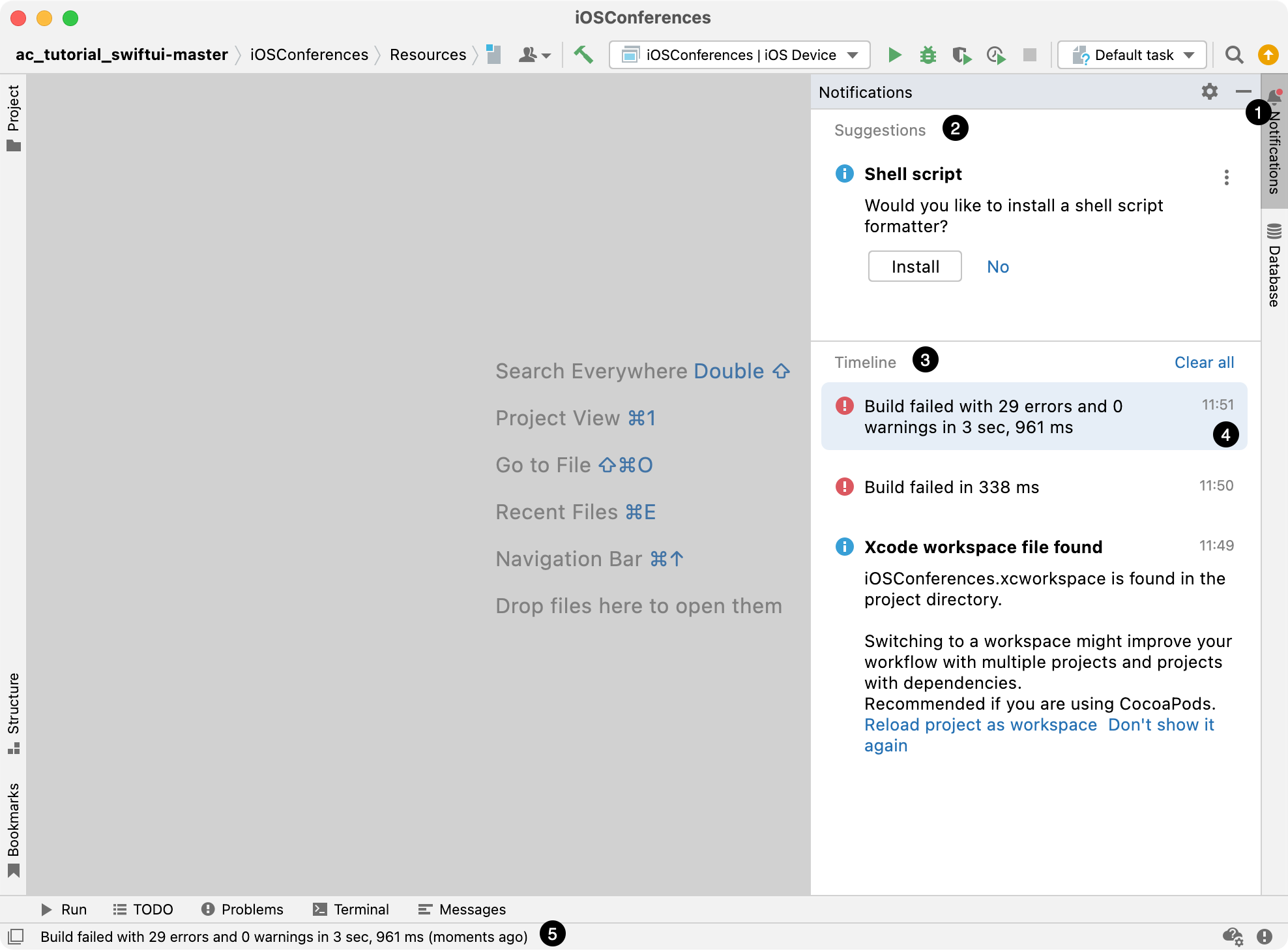 Notifications tool window Notifications tool window