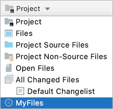 The new scope shown in the Project tool window The new scope shown in the Project tool window