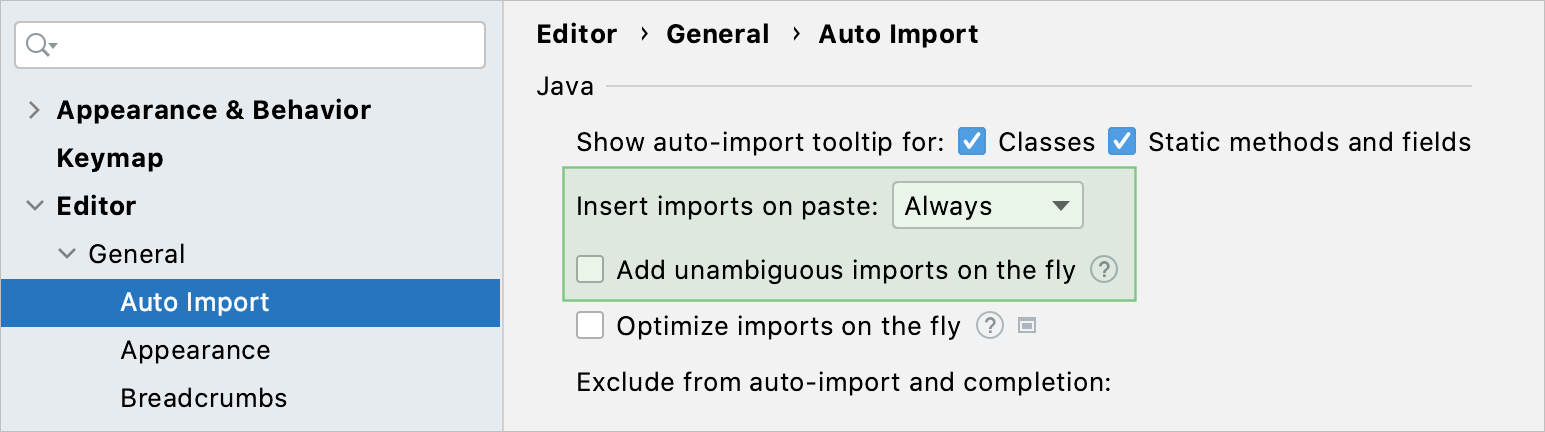 Add unambiguous imports on the fly checkbox