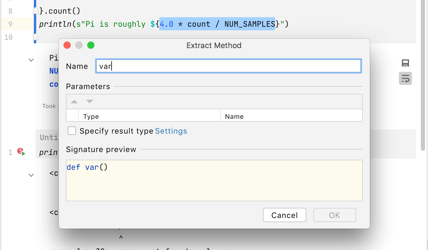 Extracting a method