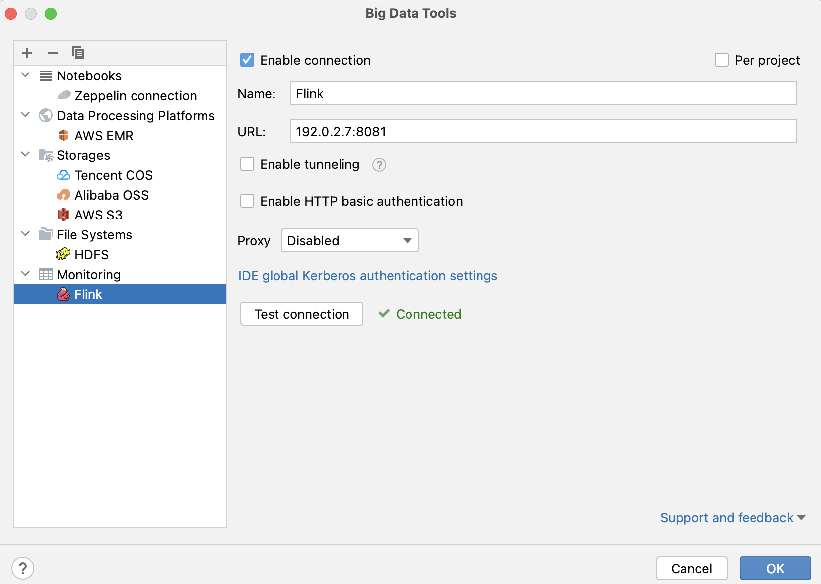 Configure Flink connection