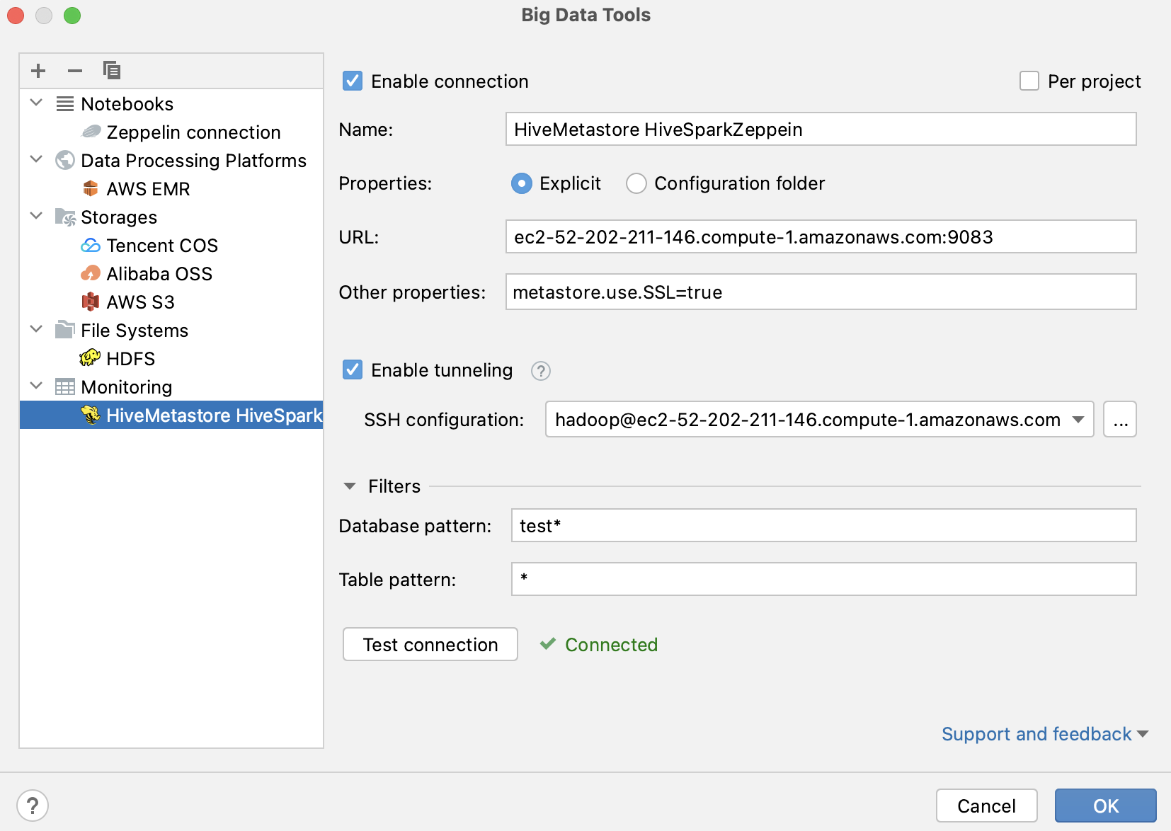 Configure Hive connection