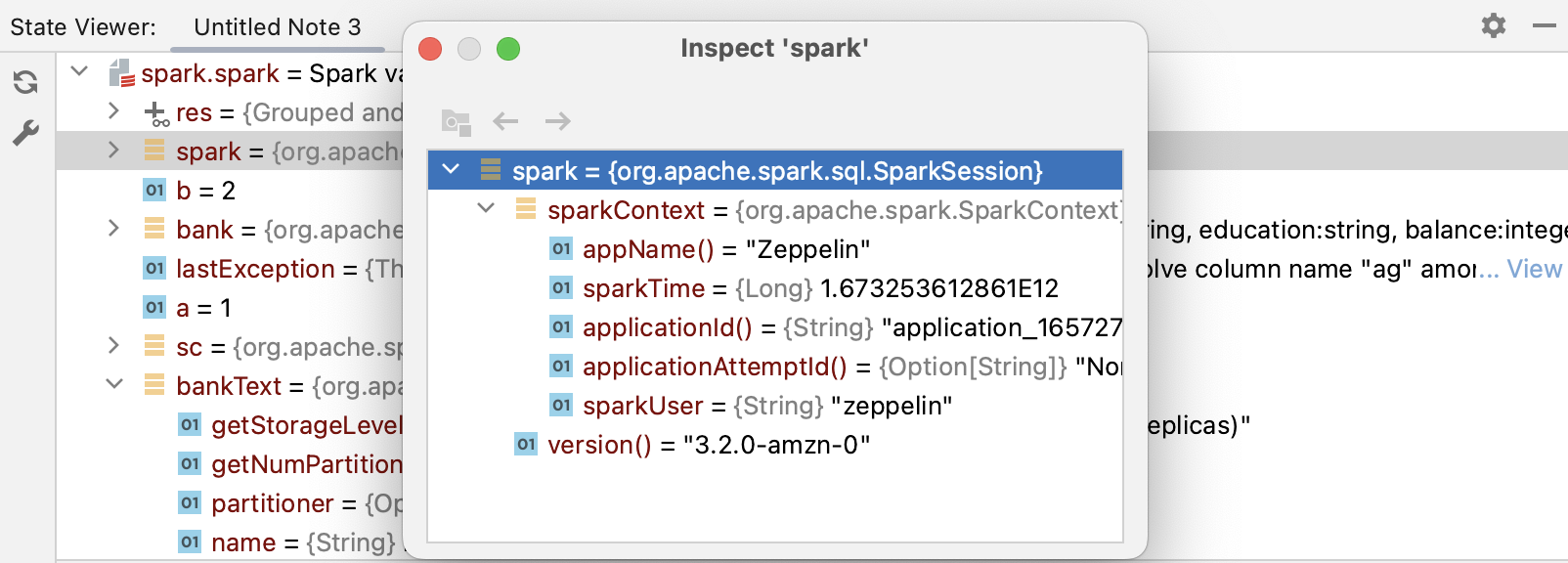 Inspecting a variable