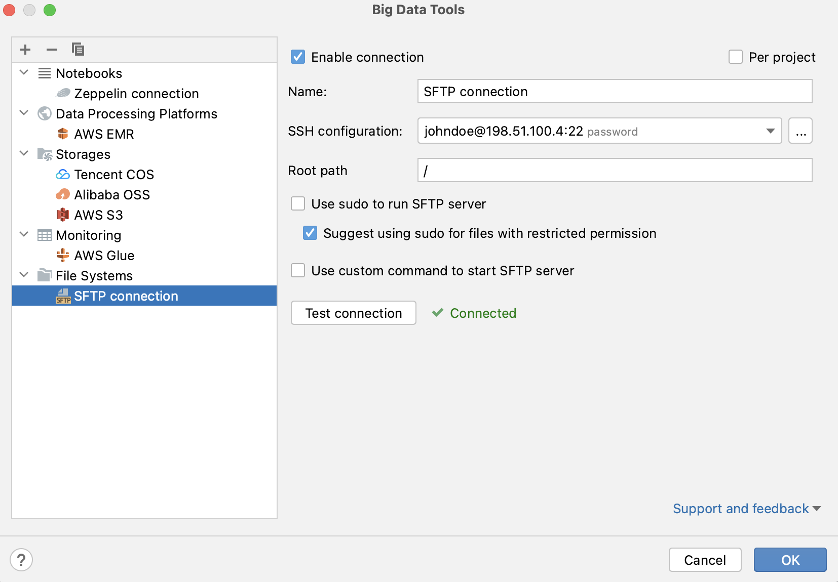 HDFS connection