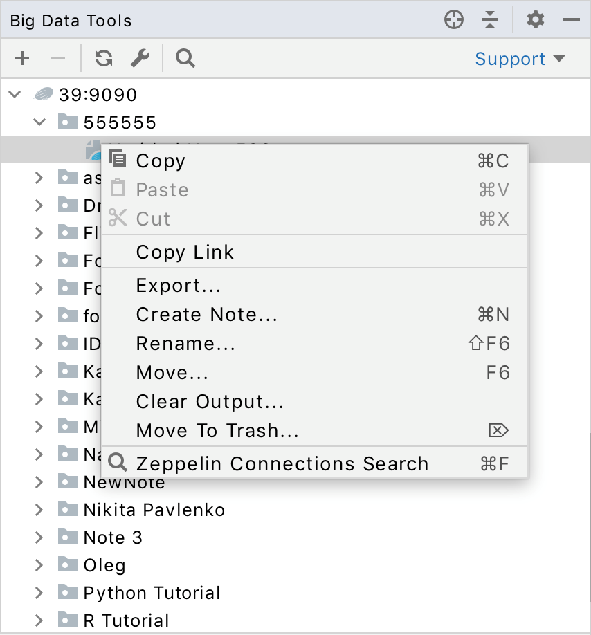 Big Data Tools window Big Data Tools window