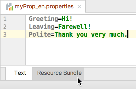Resource bundle editor tab