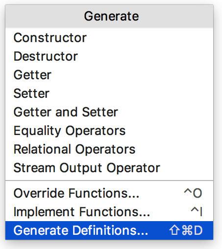 Cl generate definitions popup