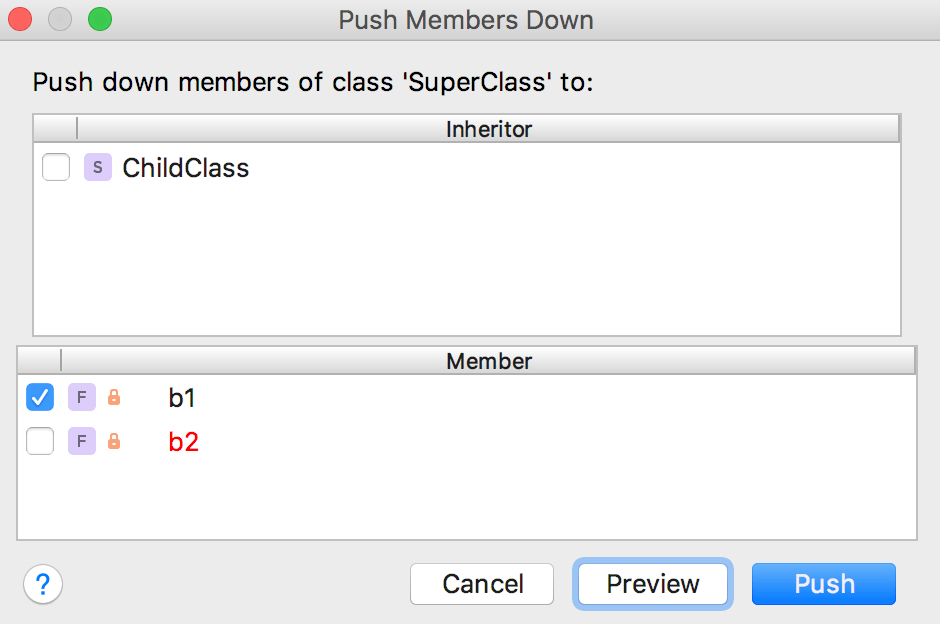 Push members down error 2