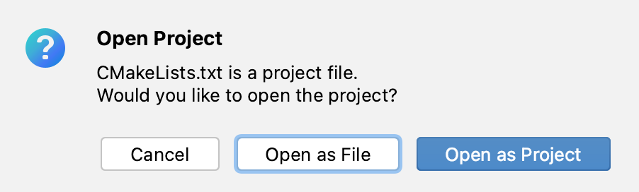 Opening CMakeLists.txt as project