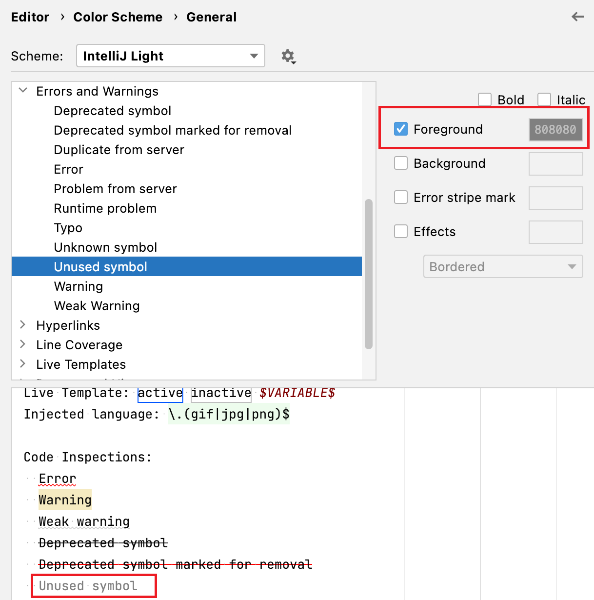 Changing the unused code highlighting color