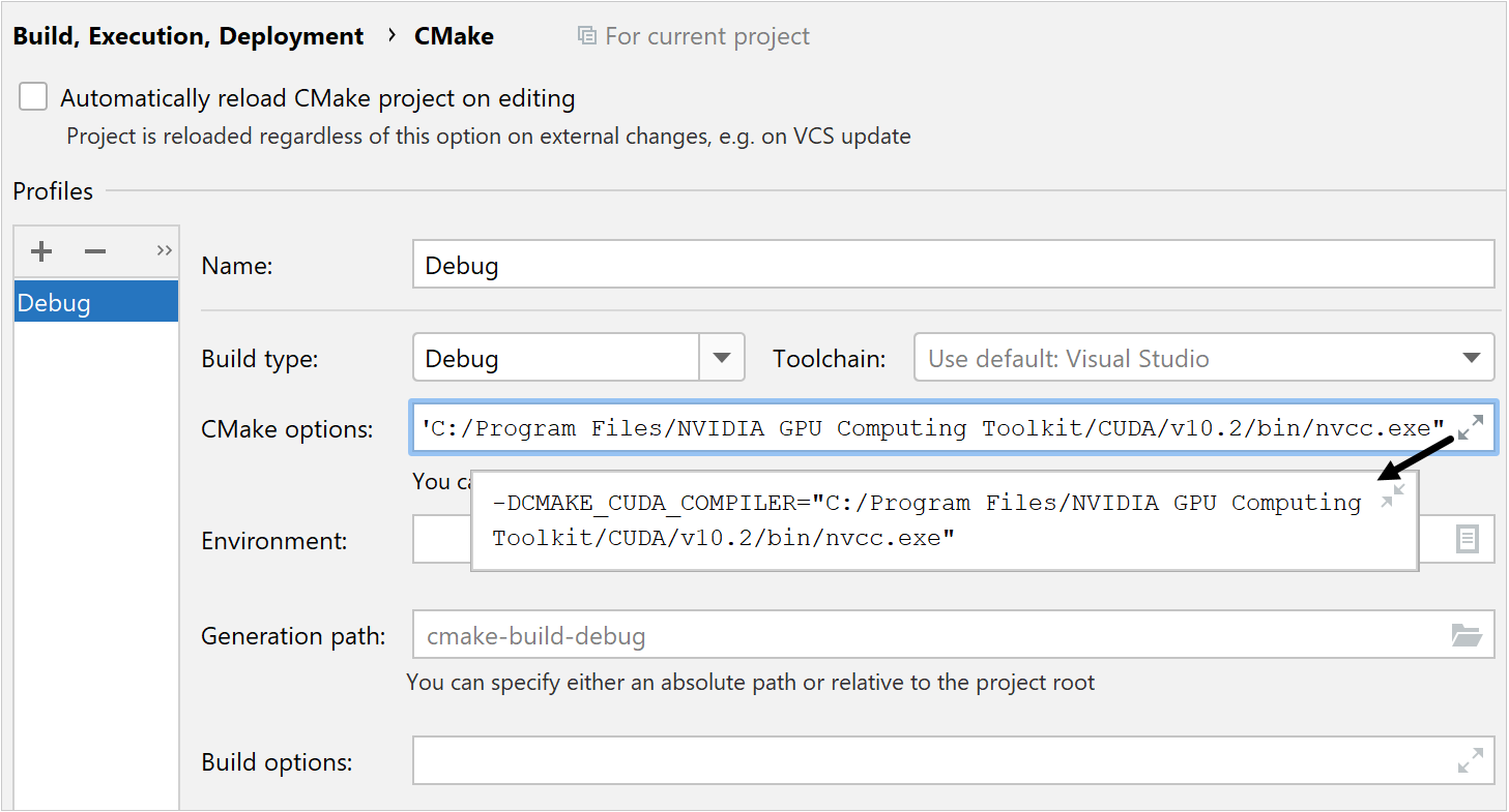 Cmake example. NVCC Compiler.