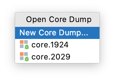 The Open Core Dump popup