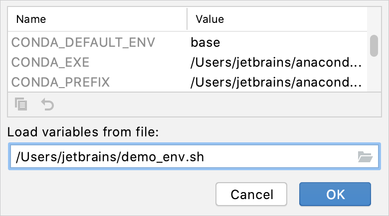 Loading environment variables from a file