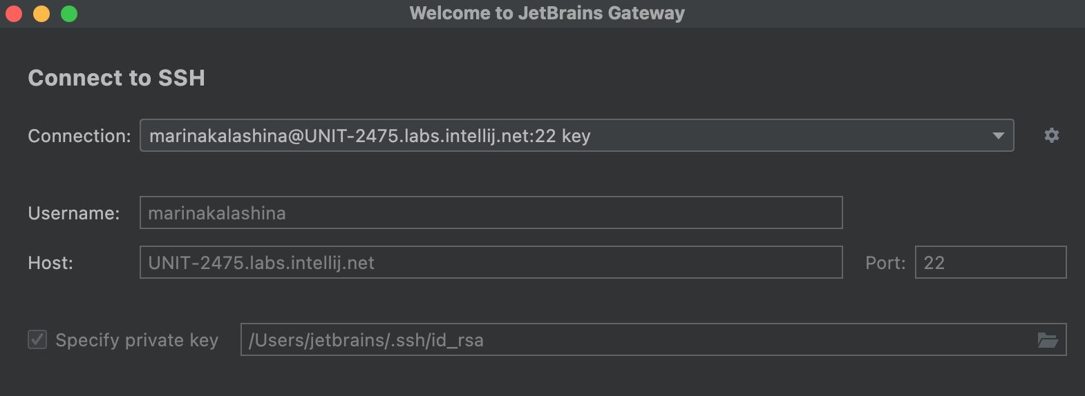 Connect via SSH