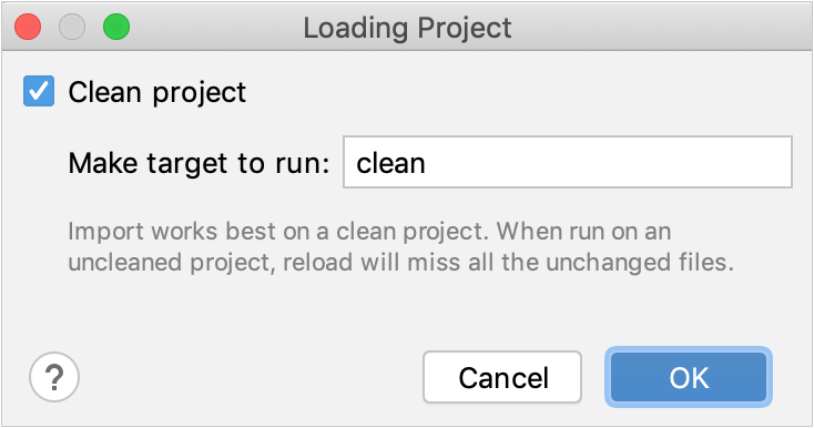 Load project dialog