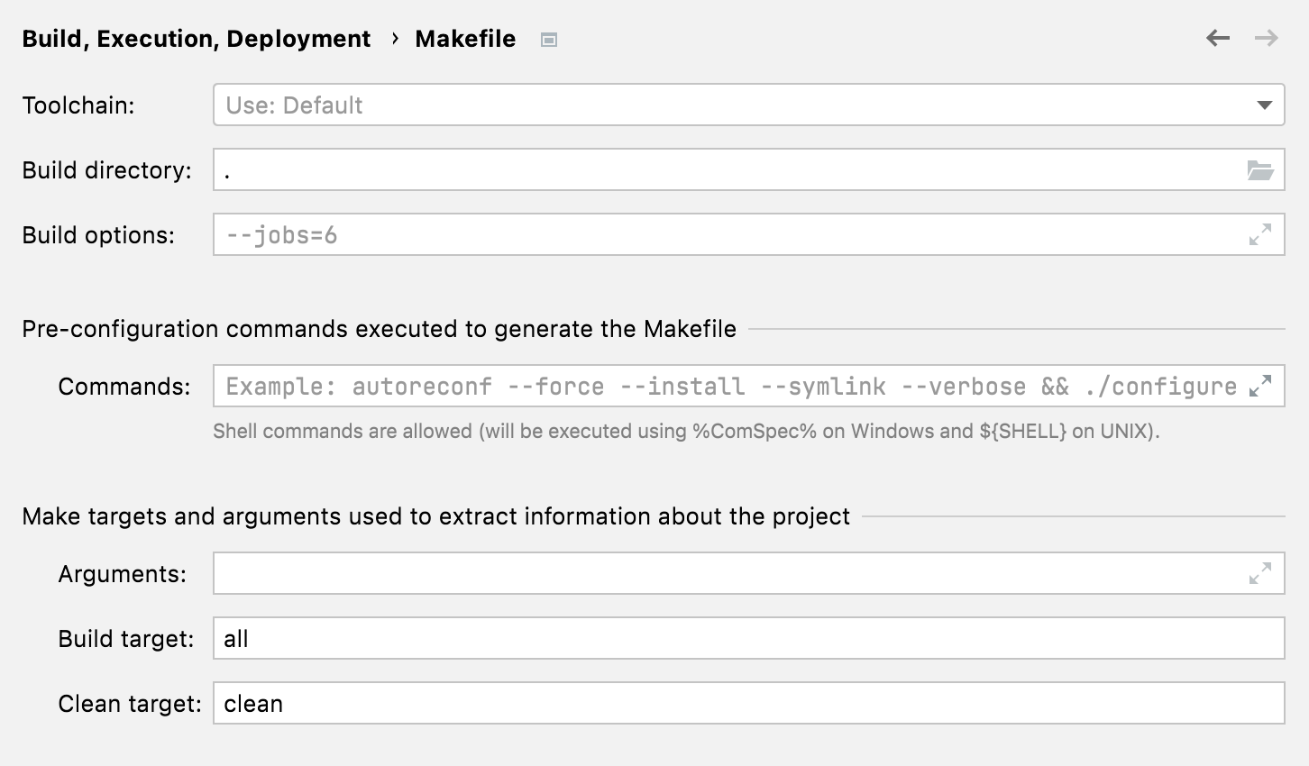 Makefile settings