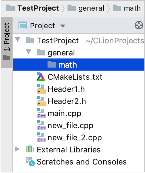 New nested directory in the Project view