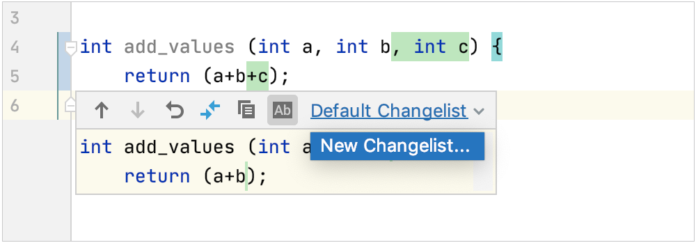 Partial commit changelists