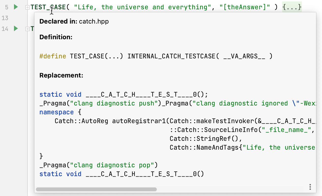 Formatted macro expansion in Quick Documentation popup