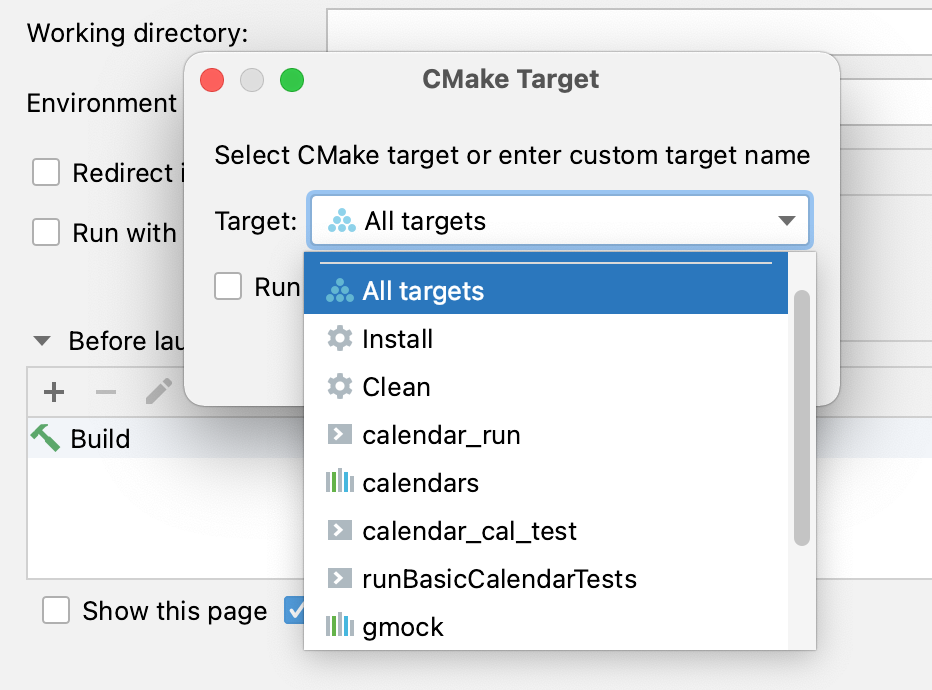 Adding CMake targets before launch