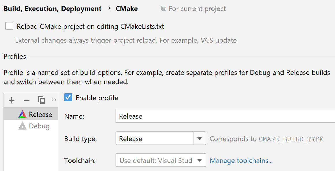 Release CMake profile