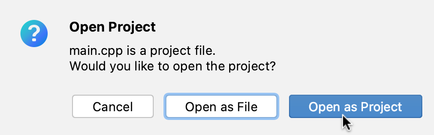 Opening a file as project