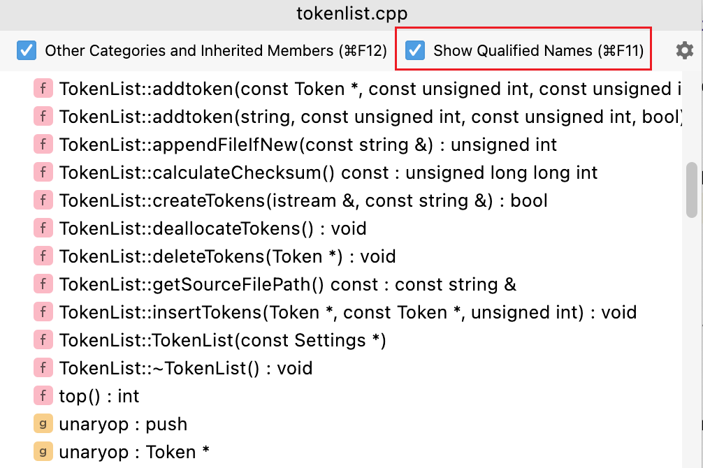 Toggling qualified names in Structure popup