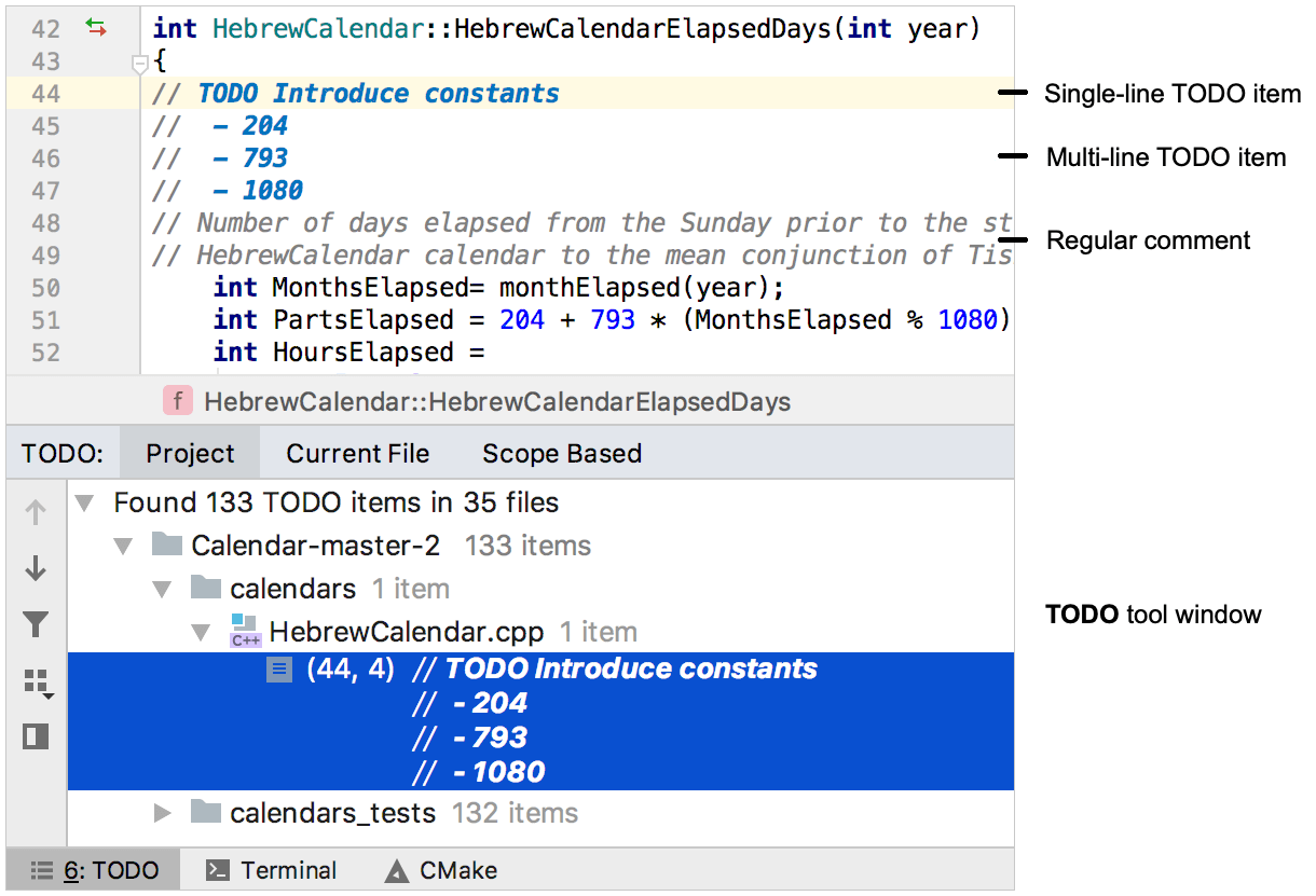 Example of TODO comment